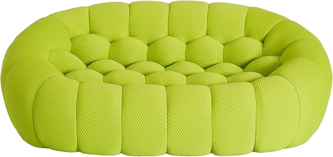 JACH 78.74'' Modern Bubble Sofa, Comfy Upholstered Loveseat Couch, Lazy Floor Curved Couch, 3D Honeycomb-Shaped Leisure Sofa for Living Room, Apartment, Small Space, Fluorescent Green