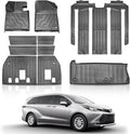 Compatible for 2021-2025 Toyota Sienna Floor mats Full Set All Weather car mats for 2021 2022 2023 2024 2025 Toyota Sienna Accessories (Only Fit 7 Seater with Spare Tire)