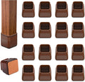16pcs Square Chair Leg Floor Protectors, Felt Pads Chair Leg Protectors for Hardwood Floors, Silicone Furniture Feet Cups Covers Felt Pads, Prevents Scratches & Reduce Noise, Brown, Small