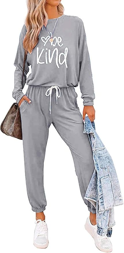 PRETTYGARDEN Women Fall 2 Piece Lounge Outfit Long Sleeve Tops High Waisted Jogger Pants Set Spring Travel Clothes Tracksuit