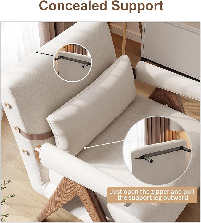 25in w Residential Convertible Sofa Bed Chair| White Sleeper Chair for Reading |3 in 1 Sleeper Sofa Couch Bed | Adults | Living Room, Bedroom,Office | Adjustable Backrest| Space-Saving
