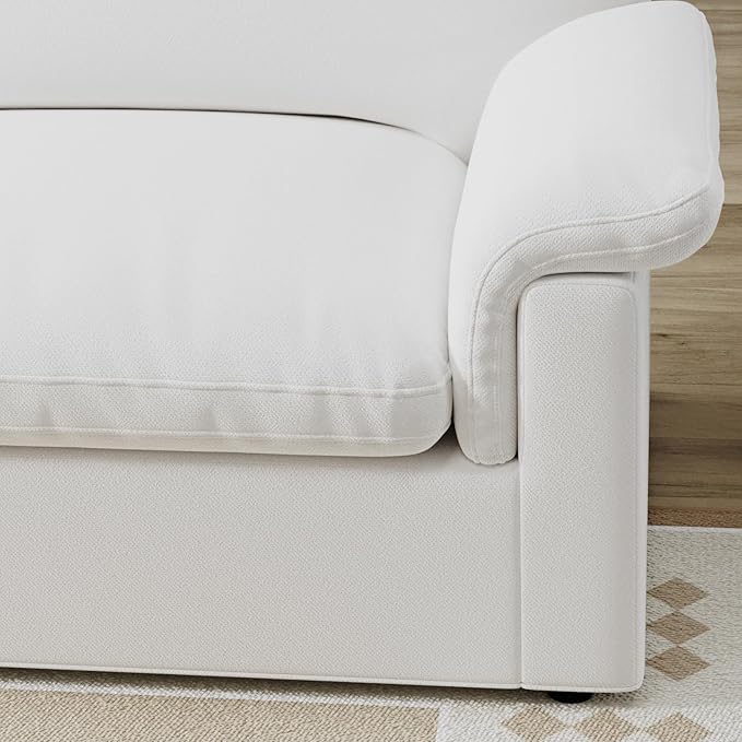 Cloud Sectional Couch, Down Filled Couch, Modular Couches Sofa for Living Room, Minimalist Deep Seat Modern Couches,Sofa Cover Removable,Chenille Fabric (83.46" Loveseat+1 Ottoman)