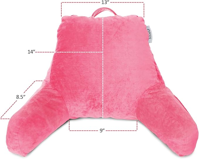 Nestl Reading Pillow for Kids & Teens with Shredded Memory Foam, Backrest Pillows for Reading, Watching, and Gaming, Use on The Couch, Bed, or Floor, Adjustable Support with Washable Cover Light Pink
