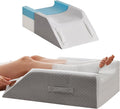 Double Leg Elevation Pillows for After Surgery, Memory Foam Leg Elevating Pillow, Leg Pillow Elevation Blood Circulation, Knee Pillow Wedge Pillow for Back Knee Hip Ankle Pain Relief, White/Grey