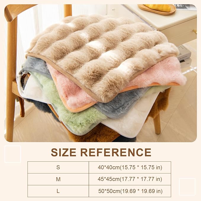 Square Faux Fur Seat Cushion, Faux Rabbit Fleece Chair Pad, Winter Thick Plush Cushions for Dining Chairs, Comfy Lazy Sofa Office Floor Pillow, Cute Bedroom Decor(Pink,2pc/15.8×15.8inches)