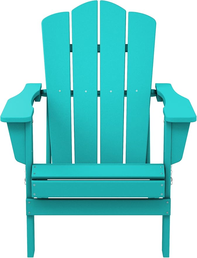 KINGYES Folding Adirondack Chair Set of 6, HDPE All-Weather Folding Adirondack Chair, Aruba
