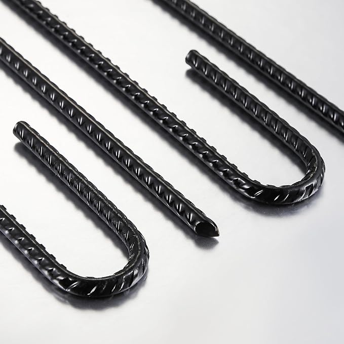 Wensilon Rebar U/J Hook Extra Heavy Duty, 12 inch x 1/4 inch Rust Proof Coated Steel Ground Anchors for Garden, Tent, Trampoline (10pcs, U-Hook)