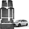 Compatible for 2021-2025 Toyota Sienna Floor mats & Cargo Liner All Weather car mats for 2025 2024 2023 2022 2021 Toyota Sienna Accessories (Only Fit 8 Passenger Model with Spare tire)