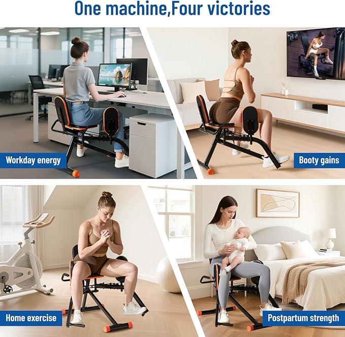 HXD-ERGO Hip Abductor Machine for Home Gym, 6-Level Glute Machine & Thigh Workout Equipment, Booty Builder with Plush Padding, Compact Leg Exercise Euipment for Women & Men