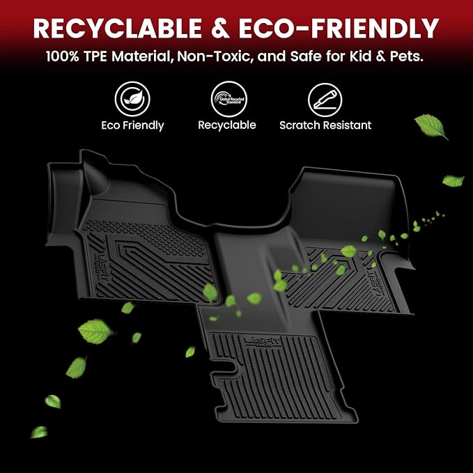 LASFIT Floor Mats for Mercedes Benz Sprinter 1500/2500/3500 2025 2024 2023 2019-2022 (Fit Cargo Van & Cab Chassis), All Weatehr TPE Floor Liners Custom Fit Sprinter 1st Row with Center Aisle Liner