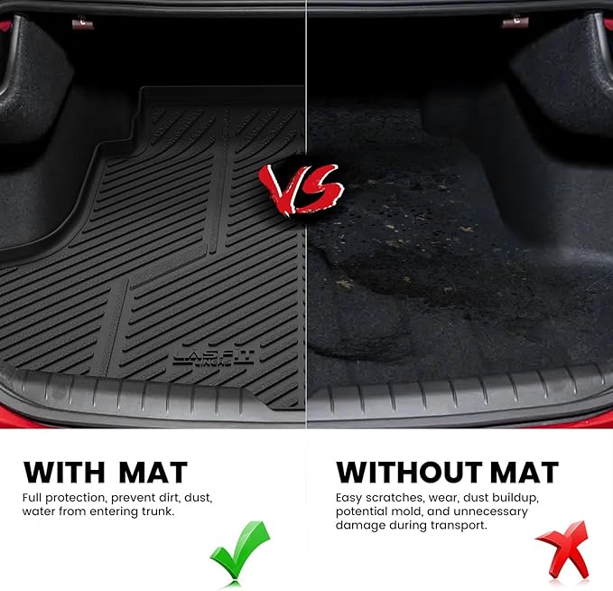 LASFIT Cargo Mat for Hyundai Sonata 2026 2025 2024 2023 2022 2021 2020 / Kia K5 2021-2025, All Weather TPE Custom Fit Car Trunk Mats Cargo Liners Accessoires, Black