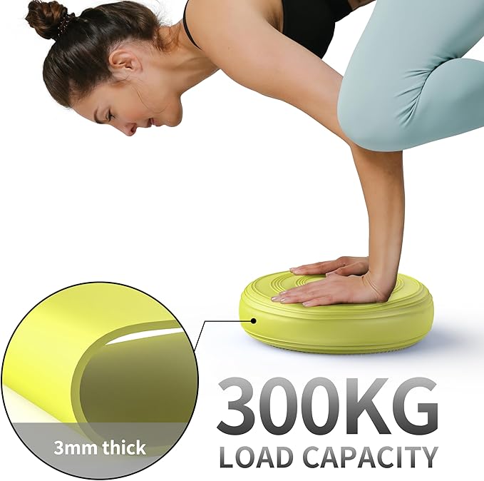 FITMIND Inflated Wobble Cushion,Circular Non-slip Texture for Comfortable Sitting,Extra Thick Dyna Disc with Pump for Core Strength,Wiggle Seat to Improve Posture,Fitness,660lb Load Capacity