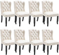 DUOMAY Modern Tufted Dining Chairs Set of 8, Velvet Upholstered Dining Room Chairs Armless Guest Side Chair for Kitchen Dining Room, Wingback Accent Chairs with Solid Wood, White
