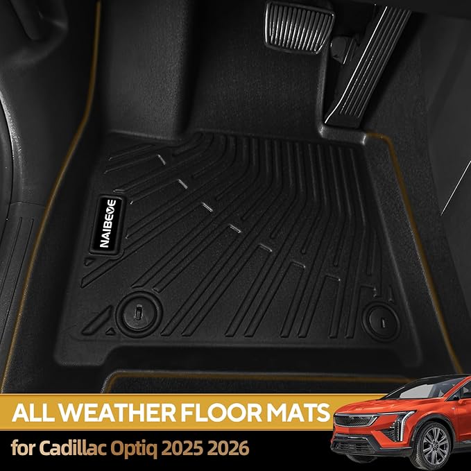 Naibeve Floor Mats for Cadillac Optiq 2025 2026 - All Weather for Cadillac Optiq Floor Mats Liners 2 Row & Cargo Mat & Backrest Mats Accessories