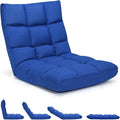 GORELAX Floor Chair with Back Support, 14-Poistion Adjustable Folding Gaming Chair Recliner, Meditation Chair with Steel Frame, Padded Lazy Sofa Chair for Adults, Kids (Blue)