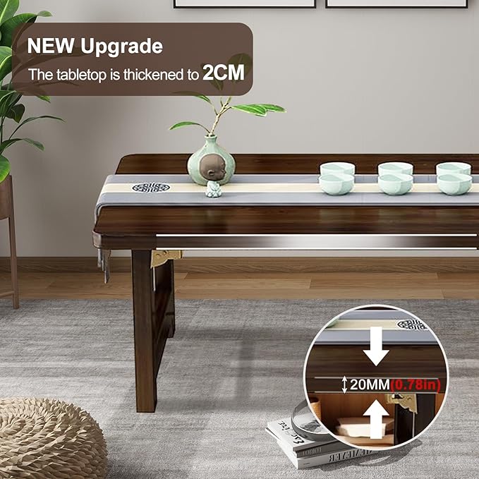 robwibw Japanese Floor Sitting Table, Folding Wood Tea Table Chabudai Japanese Coffee Table Low Table for Living Room Home Tatami Office (A 31.5 * 15.7 * 11.8 INCH)
