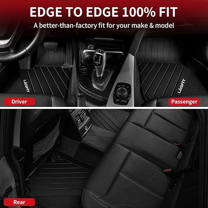 LASFIT 2018-2024 BMW X3 Floor Mats & Trunk Mat, Custom Fit TPE All Weather Car Liners Full Set for x3 30i/M/M40i/M Competition Accessories, Waterproof & Anti-Slip (Don't Fit X3 30e)