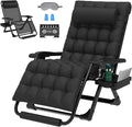 ZENPETIO Oversized Zero Gravity Chair, 33In XXL Zero Gravity Recliner Lounge Chair, Anti Gravity Chair for Indoor and Outdoor, Reclining Camping Chair for Lawn and Patio w/Cushion and Footrest, 500LBS