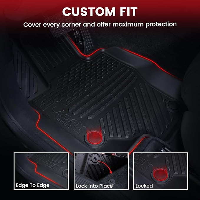 LASFIT Floor Mats & Cargo Mat with Seatback for Mercedes Benz GLS 2020-2026, All Weather TPE Floor Liners Custom Fit GLS 2020-2026 Car Mats, 3 Rows & Cargo Liner with Backrest