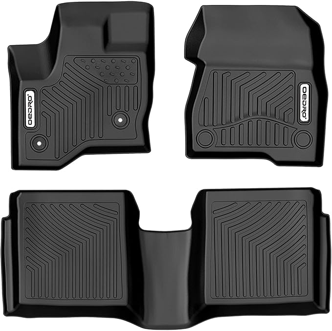 OEDRO Floor Mats Fit for 2009-2019 Ford Flex, Unique Black TPE All-Weather Guard Includes 1st and 2nd Row: Front, Rear, Full Set Automotive Liners