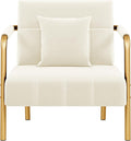 Yaheetech 30" W Accent Chair Velvet Oversized Armchair Living Room Chair with Golden Frame & Cozy Pillow for Living Room, Bedroom, Office Beige