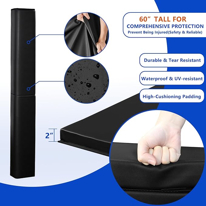 VANCL Square Pole Padding Basketball Pole Pads Heavy Duty Square Pads Outdoor Fits 4"x4", 5"x5", 6"x6",6"x8", 8"x8" Poles Waterproof UV-Resistant Durable Protection Pads