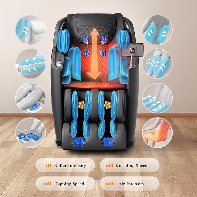 4D Massage Chair, Full Body Massage Chair, Zero Gravity Recliner w/ Intelligent Voice Control, 53.14" SL Track, Electric Calfrest Extension, 12 Auto Modes, USB Type-C, Bluetooth Speaker, TFT Screen