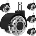 Office Chair Wheels, 2 Inch Smooth & Quiet Rolling Casters Replacement, Computer Gaming Chair Casters for All Hardwood Floors & Carpet, Smooth Safe Rubber Wheels-Set of 5, Grey