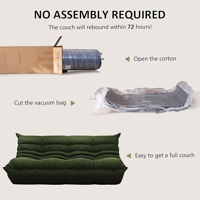 Bean Bag Chair, Fireside Chair, Large Bean Bag Chair for Adults, Bean Bag Chairs for Teens with High-Resilience Foam, Non-Slip Base Floor Lounge Sofa,Living Room (Green, 3-Seater)