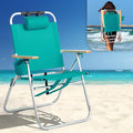VINGLI Aluminum Backpack Beach Chair – Tall Beach Chairs for Adults, Portable with Adjustable Straps, 3-Position Reclining, Cup Holder, 2 Pillow,High Lightweight Beach Chairs (Green, 17" High)