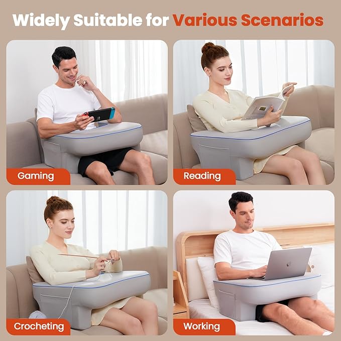 Keduwa Reading Pillow,Lap Desk Pillow for Laptop,Memory Foam Reading Pillows for Gaming, Arm Rest Pillow for Reading, Working, Crocheting, Playing Game or Sitting in Bed,Sofa