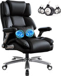 750lbs Heavy Duty Desk Chair with 3D Kneading Massage, Big and Tall Office Chairs with Ergonomic Support, 4D Armrests, 5 Quiet Dual Rubber Wheel, Thick Pocket Spring Cushion(Black, PU)