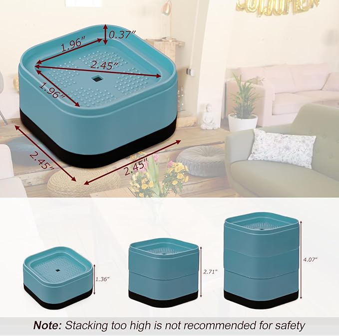 Kvoike 8 Pack Furniture Risers, Adjustable Bed Risers Heavy Duty Stackable Bed Raisers for Table Desk Couch Chair Sofa Cabinet Bed Legs Lift Height 1"