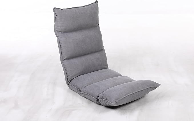 Fabric Folding Floor Chair with Headrest - 6-Position Head & Foot Recliner, 14-Position Lumbar Support - Ergonomic Design for Reading, Gaming, and Relaxation, 014BE