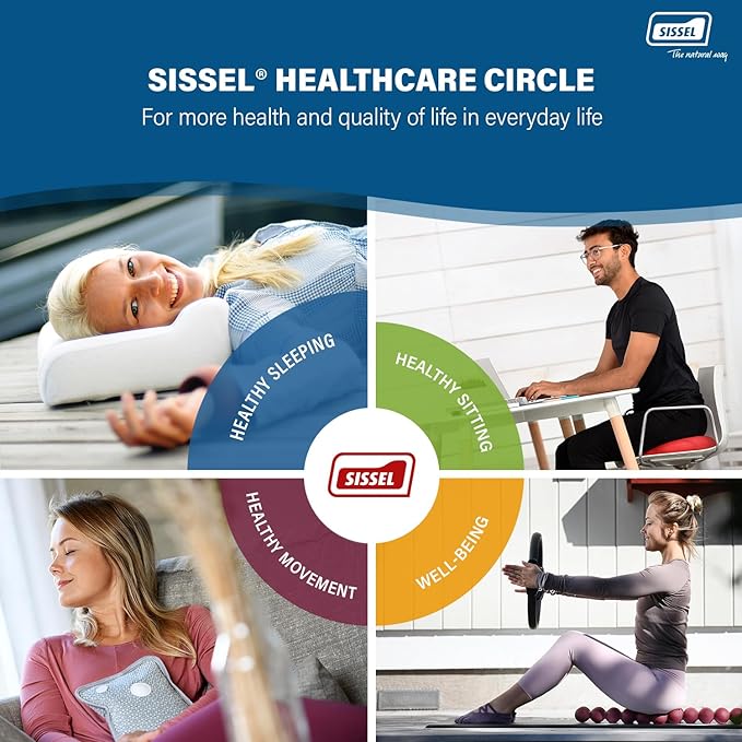 SISSEL Classic Neck Pillow Size L | Unique Incline for Disc & Vertebrae Relief | 5-Year Shape Stability Guarantee | Includes Washable Velour Cover | Dimensions: Approx. 47 x 33 x 14 cm
