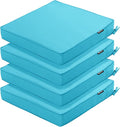 Outdoor Chair Cushions 18.5x16 Inch Waterproof Patio Chair Cushions with Tie 5 Year Color Fastness Thick Outdoor Seat Cushion for Patio Furniture Teal Set of 4