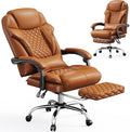 DurayLoly Big and Tall Office Chair 400lbs - Executive Ergonomic Desk Chair with Footrest, High Back Reclining Leather Chair with Lumbar Support for Home Office Brown
