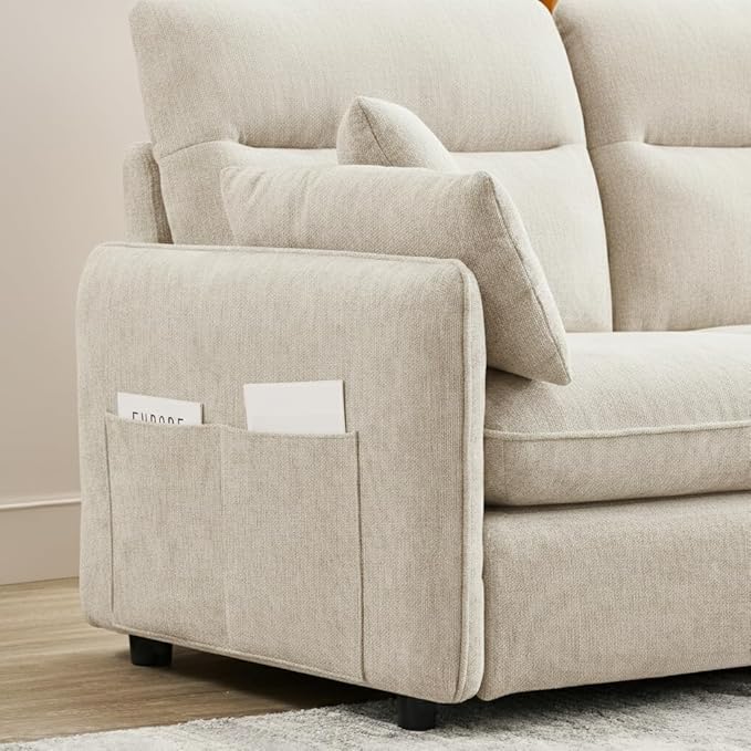 125" L-Shaped Sectional Sofa with Soft Cushion, Cloud-Style Deep Seat Couch for Living Room, for Apartment & Family Room - Modern Oversized, Beige - EDENLAND Signature