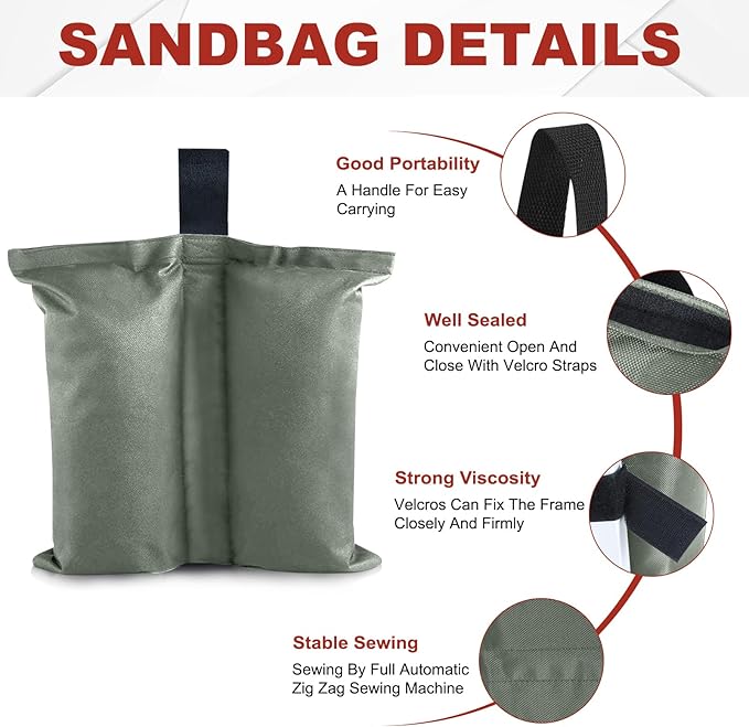 ABCCANOPY Canopy Weights 120 LBS Gazebo Tent Sand Bags,4pcs-Pack (Gray)
