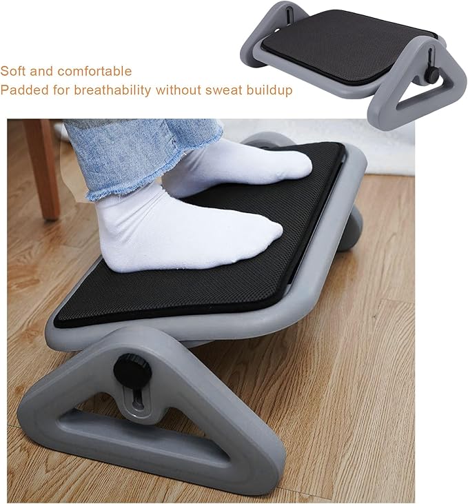 Adjustable Foot Rest for Under Desk, Plastic Ergonomic Foot Stool for Office and Home Use