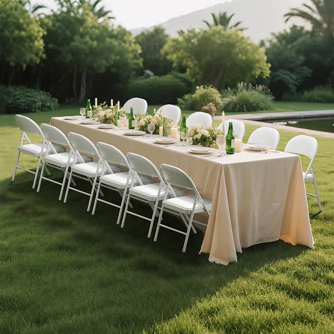 8 Pack White Folding Chairs with Padded Cushion for Outside, Portable Stackable Commercial Metal Foldable Chairs with Steel Frame for Home Events Office Wedding Party, 350lbs Capacity