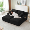 71" Oversized Double Chaise Lounge Sofa Indoor Boneless Sleeper Daybed, Fluffy Corduroy Upholstered Compressed Cloud Couch Loveseat Sofabed, Floor Chair w/Cupholders, Side Pockets for Living Room
