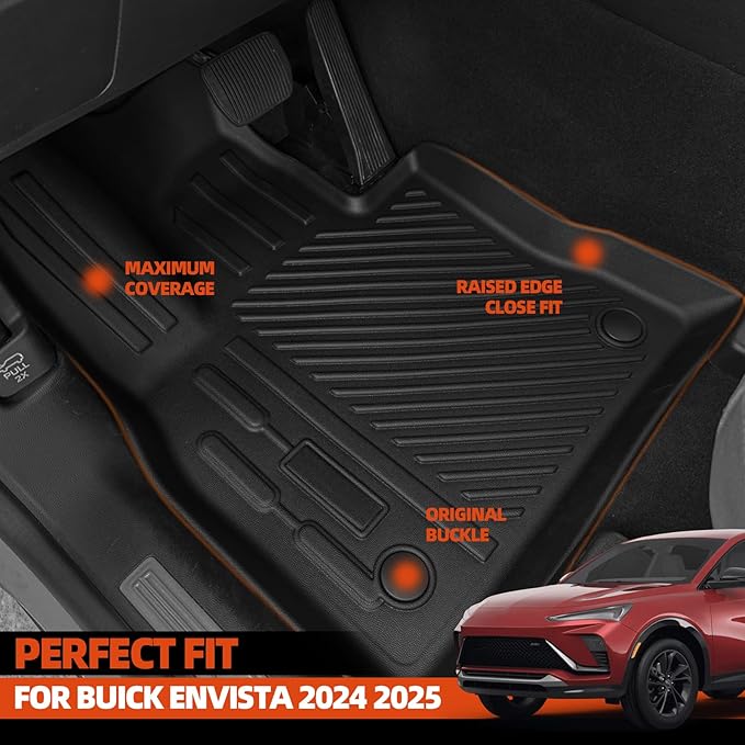 All Weather Floor Mats Fit for Buick Envista 2024 2025 2026 Floor Mats & Trunk Mat & Backrest Mat Replacement for Buick Envista Accessories Anti-Slip Floor Liner