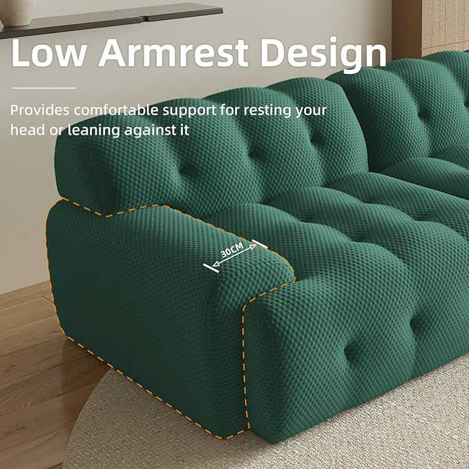 86.6inch Modular Sectional Couch,Oversized Loveseat Sofa, 3D Mesh Fabric Comfy Cloud Sofa Couches, Curved Couch for Living Room, Office, Apartment,No Assembly Required (Green, 86.6")