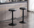 EALSON Modern Swivel Bar Stools Set of 2 Adjustable Counter Height Backless Barstools with Metal Base Leather Upholstered Round Bar Stool Chairs for Kitchen Island/Pub/Breakfast Bar, Grey