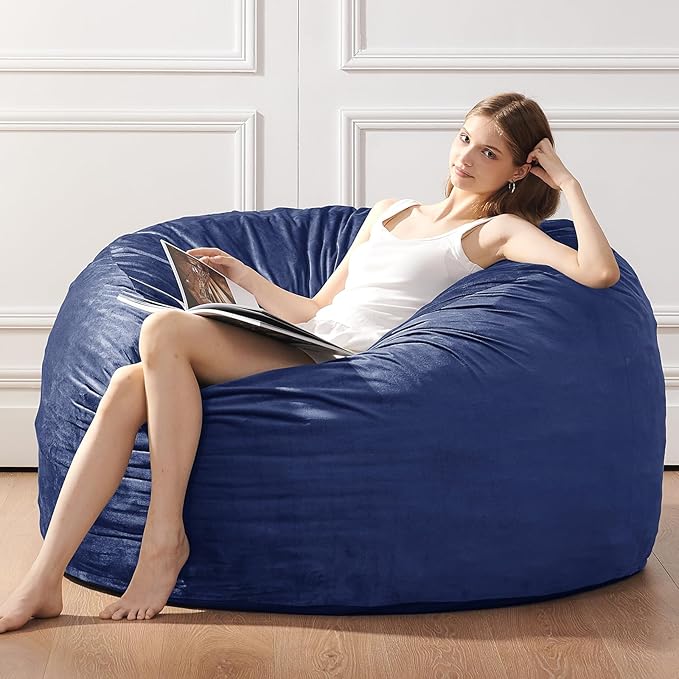 Bean Bag Chairs - Memory Foam Furniture BeanBag Chair - Kids/Teens Sofa with Soft Micro Fiber Cover - Round Fluffy Couch for Living Room Bedroom College Dorm