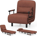 Giantex Convertible Sofa Bed, 3-in-1 Folding Sleeper Chair with 5-Position Adjustable Backrest, Wheels, 2 Legs, Recliner Chaise Lounge with Pillow, Armchairs for Nursery Living Room Office (Brown)