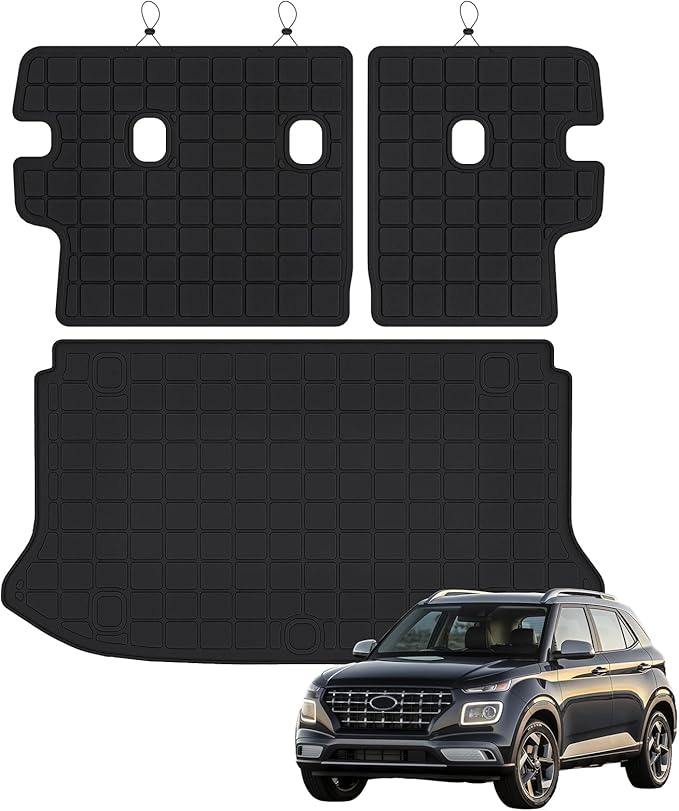Cargo Liners for 2020-2025 Hyundai Venue (Only Fit Upper Cargo Mat) with Backrest Mat,TPE All Weather Protection Car Trunk Mat Covering The Backrest Mat with Velcro Fastener Accessories