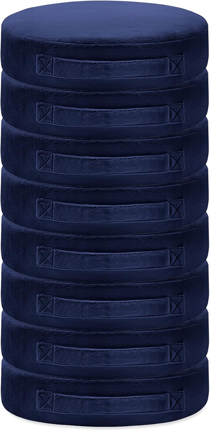 8 Pcs Round Floor Cushions for Kids, 15'' Plush Flexible Seating Pillows with Handles, Soft Chair Seats for Classroom Elementary Daycare Preschool Playroom Reading Corner Navy Blue