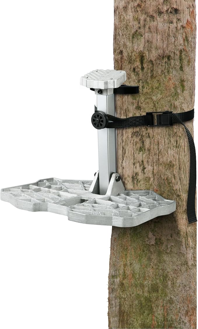 LUCKY CLOVER Tree Saddle Platform: Reliable Saddle Hunting Platform with Non-Slip Ridge Grips, Lightweight Cast Aluminum Construction, Fully Adjustable Silent Saddle Platform, 16.1"x12.2" Platform